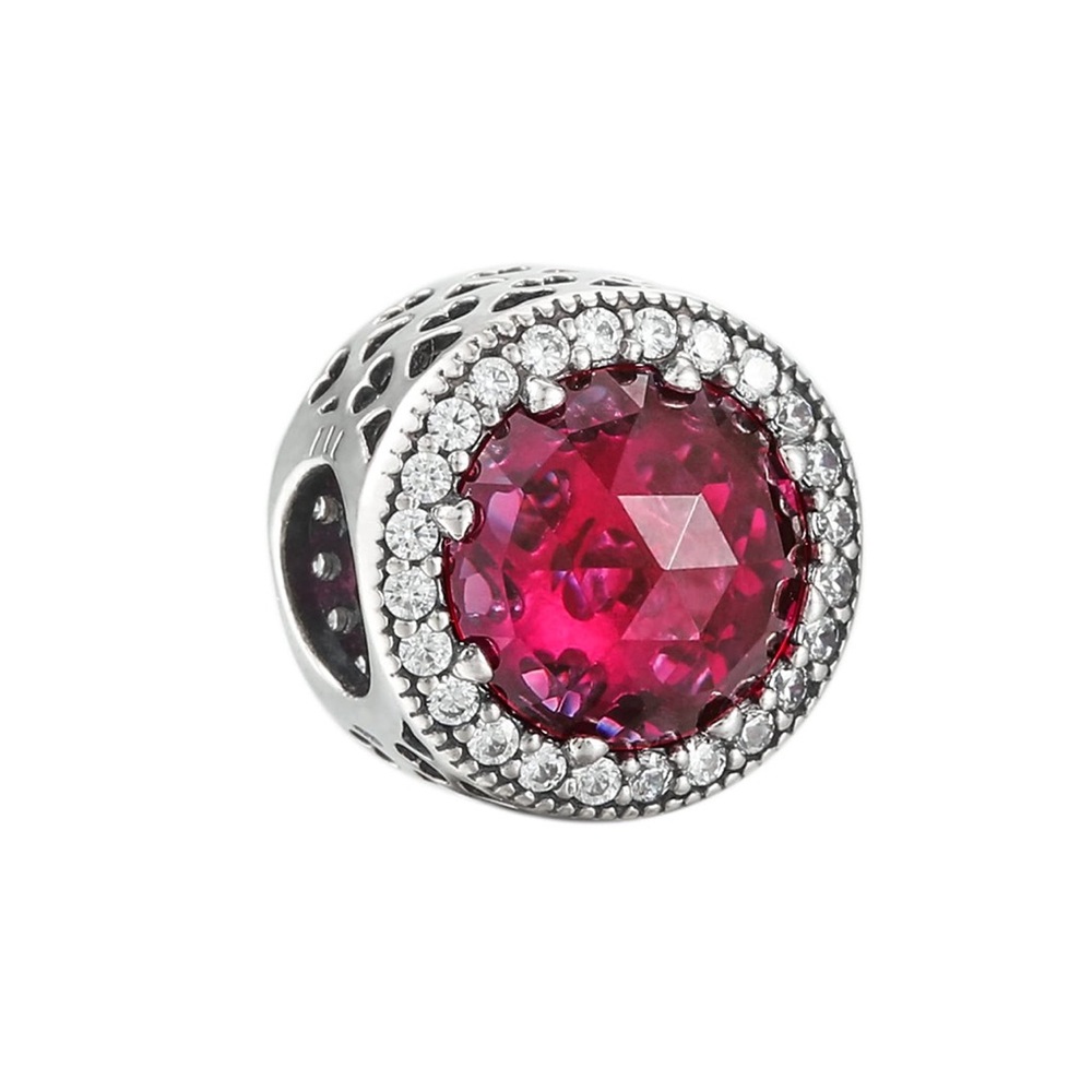Pandora Fuchsia Crystal Halo Charm in Silver